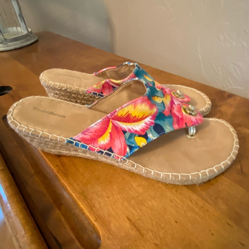 Croft & Barrow Womens Vibrant Floral Wedges Sandals Sz 9.5 M